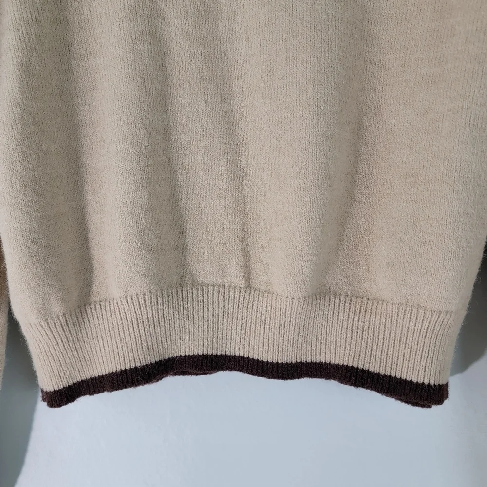 Y2K Women's Button-Up Cropped Cardigan Sz S/M Preppy Academia Coquette Neutral